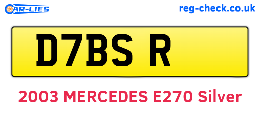 D7BSR are the vehicle registration plates.