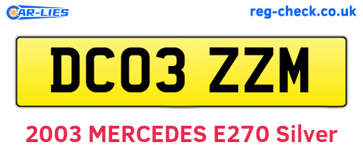 DC03ZZM are the vehicle registration plates.