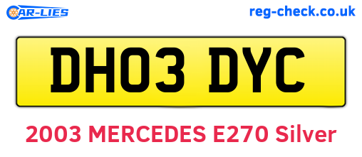 DH03DYC are the vehicle registration plates.