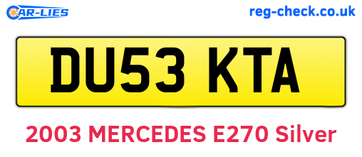 DU53KTA are the vehicle registration plates.