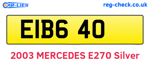 EIB640 are the vehicle registration plates.