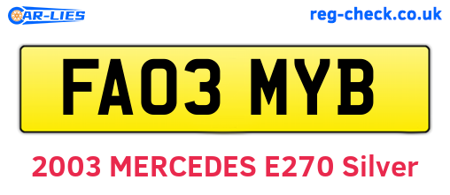 FA03MYB are the vehicle registration plates.