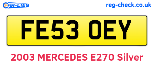 FE53OEY are the vehicle registration plates.