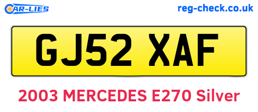 GJ52XAF are the vehicle registration plates.