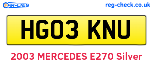 HG03KNU are the vehicle registration plates.