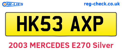 HK53AXP are the vehicle registration plates.