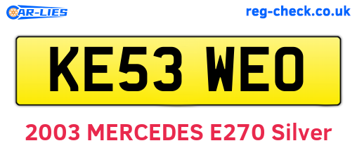 KE53WEO are the vehicle registration plates.