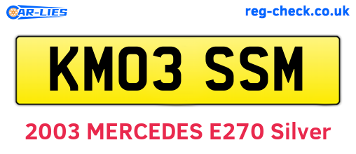 KM03SSM are the vehicle registration plates.