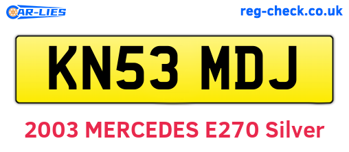KN53MDJ are the vehicle registration plates.