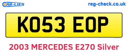 KO53EOP are the vehicle registration plates.