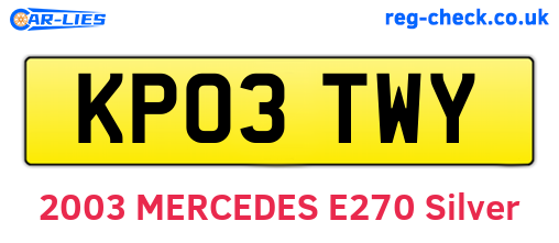 KP03TWY are the vehicle registration plates.
