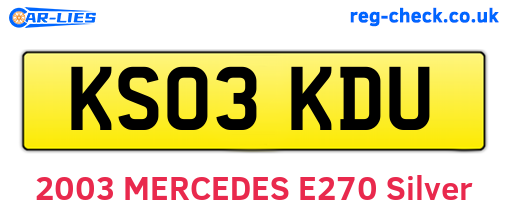 KS03KDU are the vehicle registration plates.