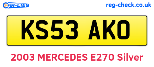 KS53AKO are the vehicle registration plates.