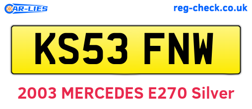 KS53FNW are the vehicle registration plates.