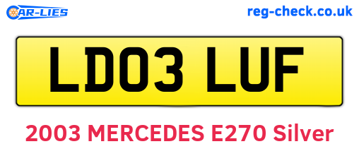LD03LUF are the vehicle registration plates.