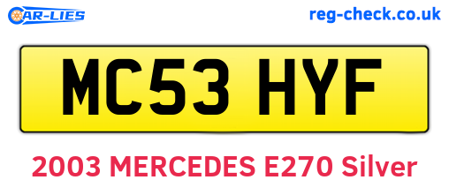 MC53HYF are the vehicle registration plates.