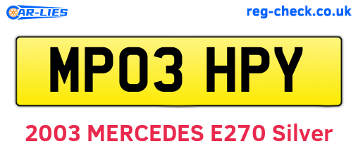 MP03HPY are the vehicle registration plates.