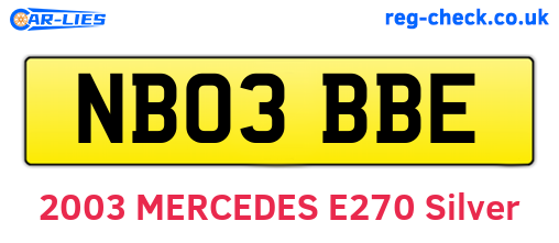 NB03BBE are the vehicle registration plates.