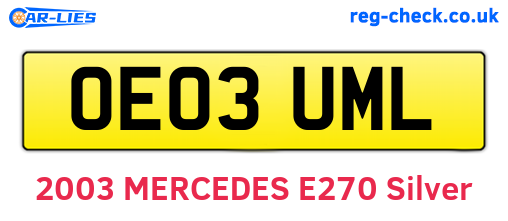 OE03UML are the vehicle registration plates.