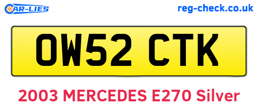 OW52CTK are the vehicle registration plates.