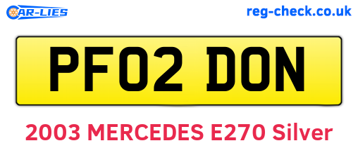 PF02DON are the vehicle registration plates.