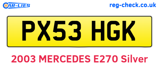 PX53HGK are the vehicle registration plates.