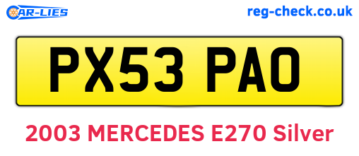 PX53PAO are the vehicle registration plates.