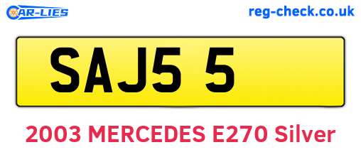 SAJ55 are the vehicle registration plates.