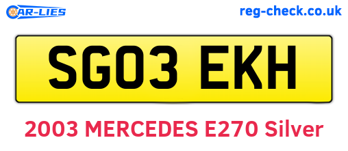 SG03EKH are the vehicle registration plates.