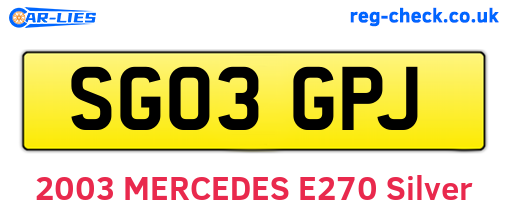 SG03GPJ are the vehicle registration plates.
