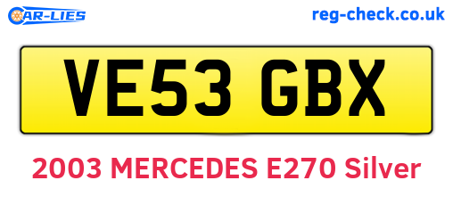 VE53GBX are the vehicle registration plates.