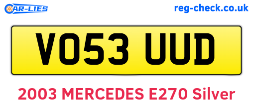 VO53UUD are the vehicle registration plates.