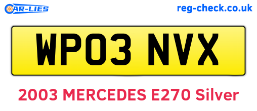 WP03NVX are the vehicle registration plates.