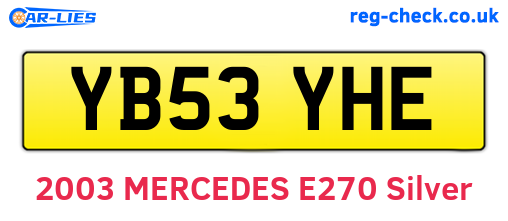 YB53YHE are the vehicle registration plates.