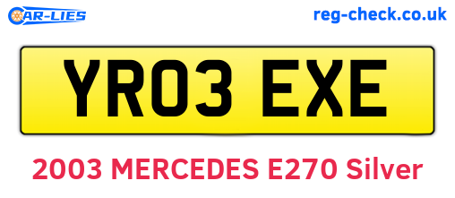 YR03EXE are the vehicle registration plates.