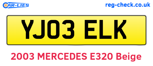 YJ03ELK are the vehicle registration plates.