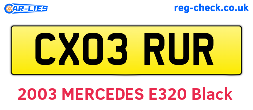 CX03RUR are the vehicle registration plates.