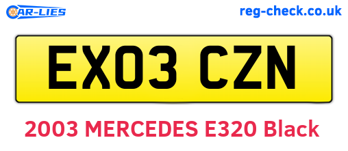 EX03CZN are the vehicle registration plates.