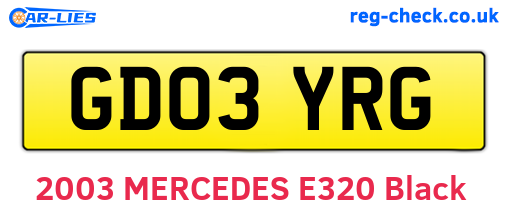 GD03YRG are the vehicle registration plates.