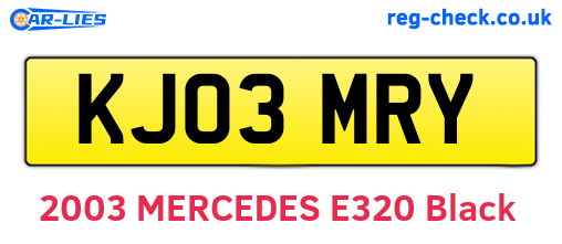 KJ03MRY are the vehicle registration plates.