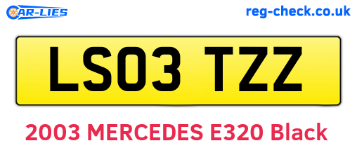 LS03TZZ are the vehicle registration plates.