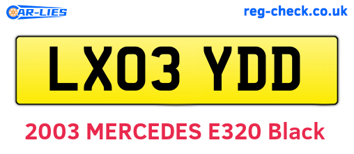 LX03YDD are the vehicle registration plates.