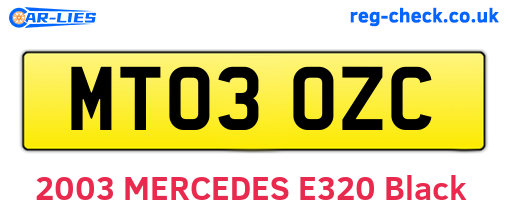 MT03OZC are the vehicle registration plates.