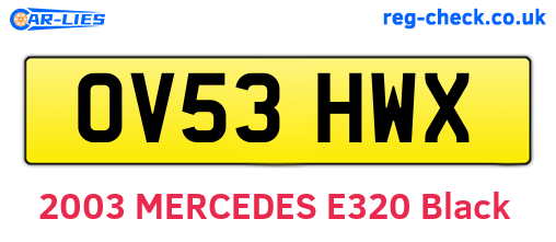 OV53HWX are the vehicle registration plates.
