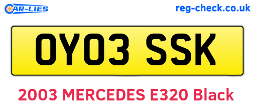 OY03SSK are the vehicle registration plates.