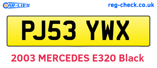PJ53YWX are the vehicle registration plates.