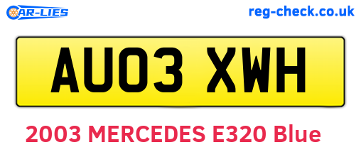 AU03XWH are the vehicle registration plates.