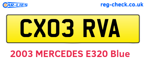 CX03RVA are the vehicle registration plates.