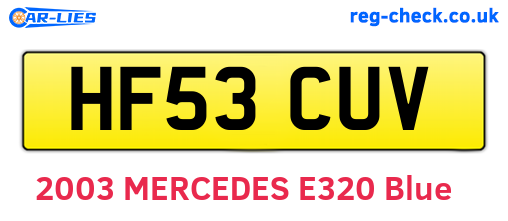 HF53CUV are the vehicle registration plates.