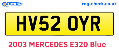 HV52OYR are the vehicle registration plates.